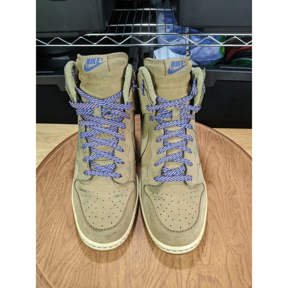 Nike Womens Dunk Sky Hi Suede Bamboo Sneaker Wedges 528899-201 Size 10 - Picture 5 of 16